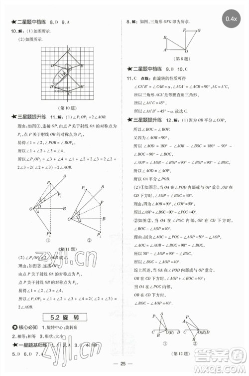 山西教育出版社2023点拨训练七年级数学下册湘教版参考答案