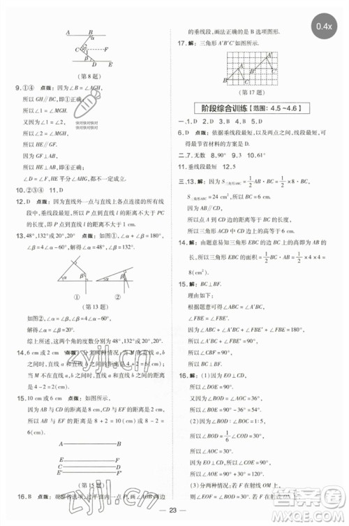 山西教育出版社2023点拨训练七年级数学下册湘教版参考答案