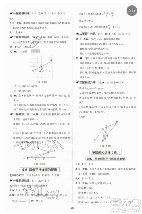 山西教育出版社2023点拨训练七年级数学下册湘教版参考答案