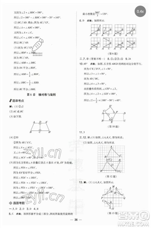 山西教育出版社2023点拨训练七年级数学下册湘教版参考答案