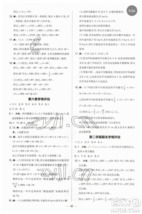 山西教育出版社2023点拨训练七年级数学下册湘教版参考答案