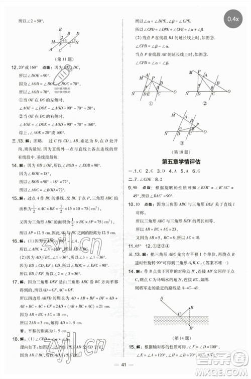 山西教育出版社2023点拨训练七年级数学下册湘教版参考答案