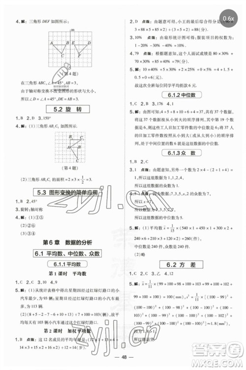 山西教育出版社2023点拨训练七年级数学下册湘教版参考答案