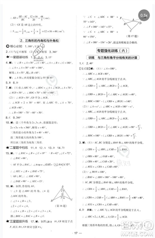 山西教育出版社2023点拨训练七年级数学下册华师大版参考答案