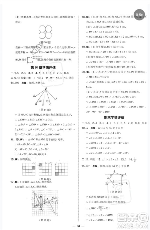 山西教育出版社2023点拨训练七年级数学下册华师大版参考答案