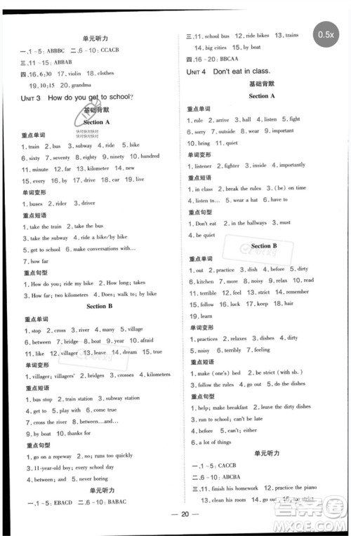 吉林教育出版社2023点拨训练七年级英语下册人教版参考答案 吉林教育出版社2023点拨训练七年级英语下册人教版参考答案
