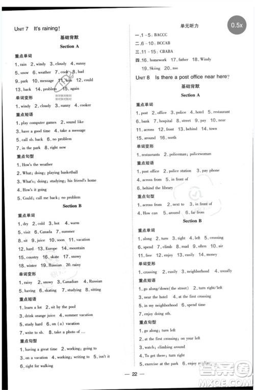 吉林教育出版社2023点拨训练七年级英语下册人教版参考答案 吉林教育出版社2023点拨训练七年级英语下册人教版参考答案