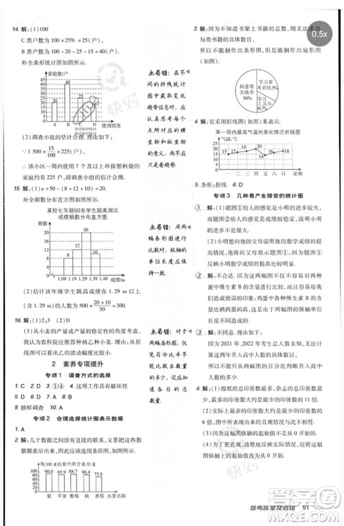吉林教育出版社2023点拨训练七年级数学下册人教版参考答案 吉林教育出版社2023点拨训练七年级数学下册人教版参考答案