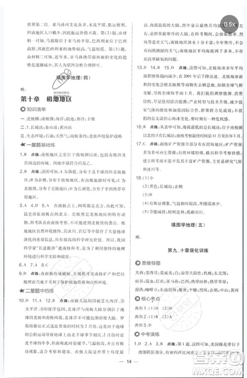 湖南地图出版社2023点拨训练七年级地理下册人教版参考答案 湖南地图出版社2023点拨训练七年级地理下册人教版参考答案