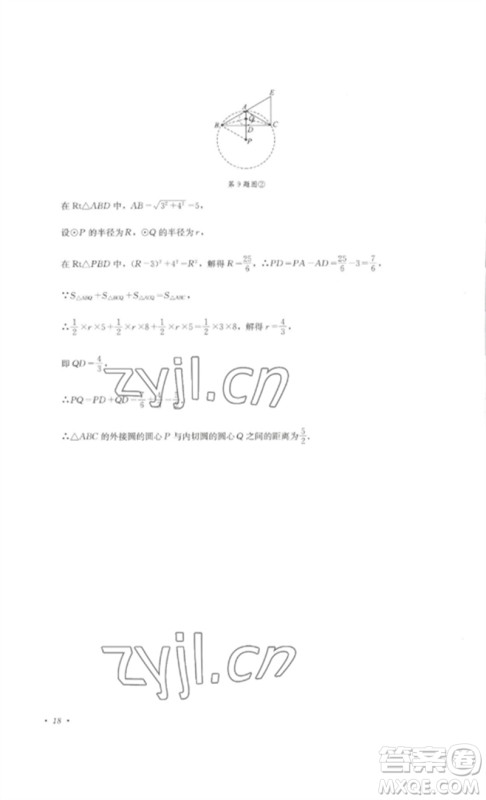 四川教育出版社2023学情点评九年级数学下册北师大版参考答案