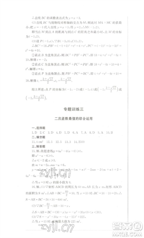 四川教育出版社2023学情点评九年级数学下册华东师大版参考答案