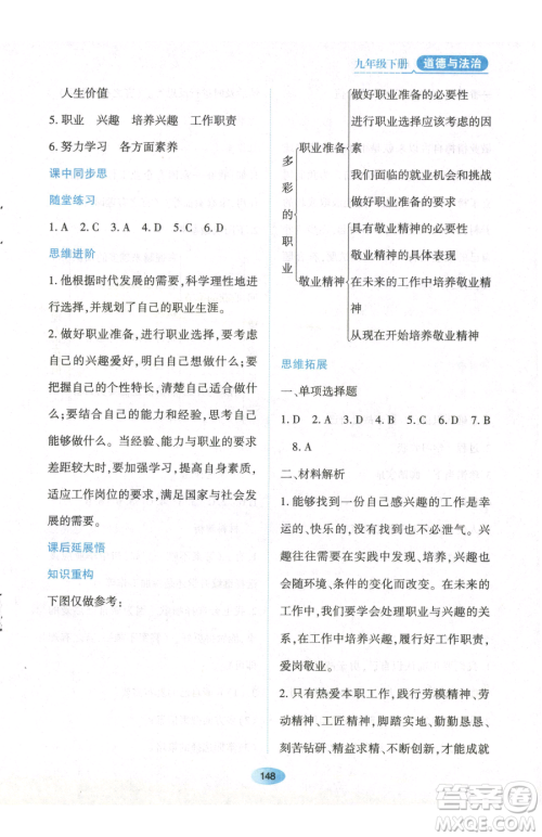 黑龙江教育出版社2023资源与评价九年级下册道德与法治人教版参考答案 黑龙江教育出版社2023资源与评价九年级下册道德与法治人教版参考答案