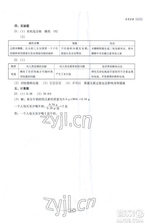 广东教育出版社2023南方新课堂金牌学案九年级下册化学人教版珠海专版参考答案