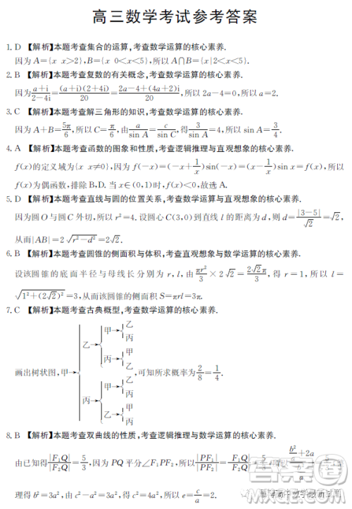 2023届辽宁县级重点高中联合体高三第二次模拟考试数学试题答案