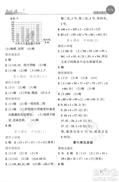 陕西师范大学出版总社2023绩优学案四年级数学下册北师大版参考答案