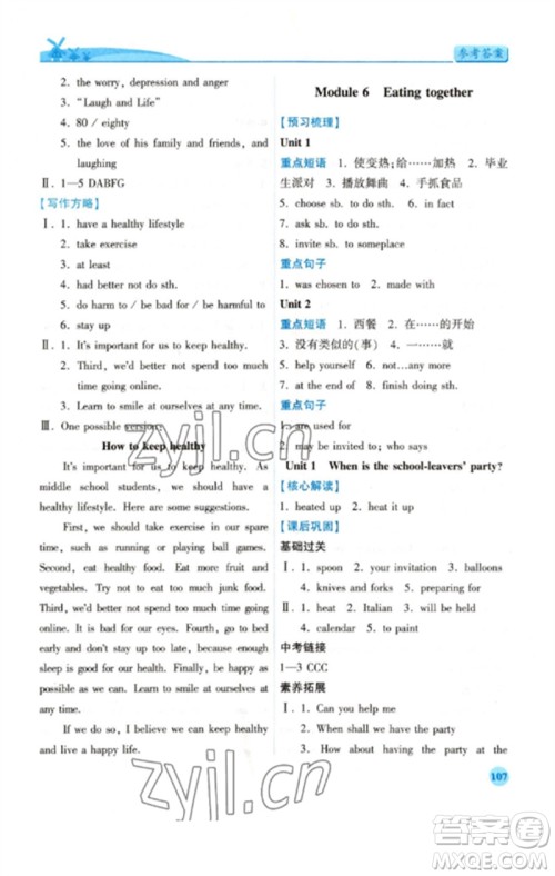 陕西师范大学出版总社2023绩优学案九年级英语下册外研版参考答案