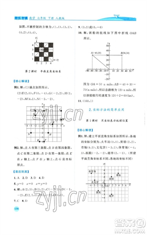 人民教育出版社2023绩优学案七年级数学下册人教版参考答案