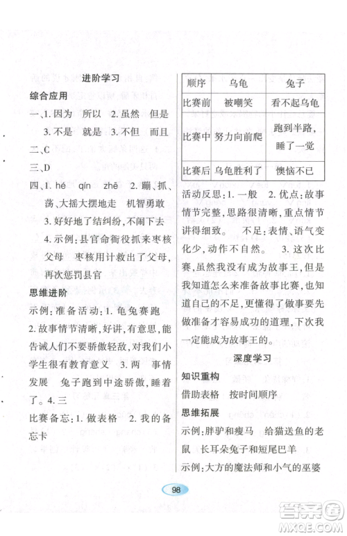 黑龙江教育出版社2023资源与评价三年级下册语文人教版参考答案