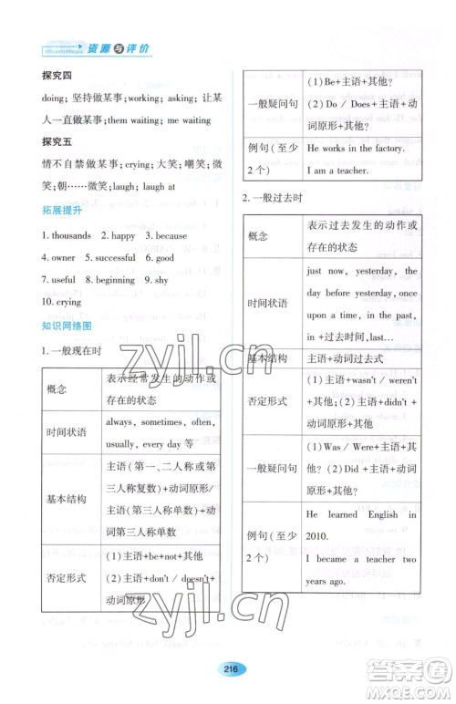 黑龙江教育出版社2023资源与评价八年级下册英语外研版参考答案