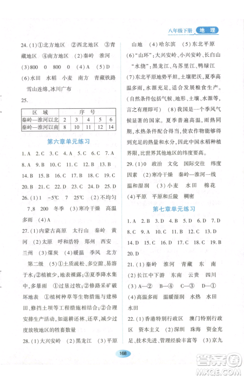 黑龙江教育出版社2023资源与评价八年级下册地理人教版大庆专版参考答案 黑龙江教育出版社2023资源与评价八年级下册地理人教版大庆专版参考答案