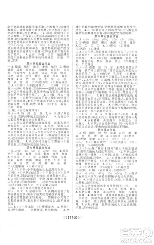 长江少年儿童出版社2023优质课堂导学案五年级语文下册人教版参考答案 长江少年儿童出版社2023优质课堂导学案五年级语文下册人教版参考答案