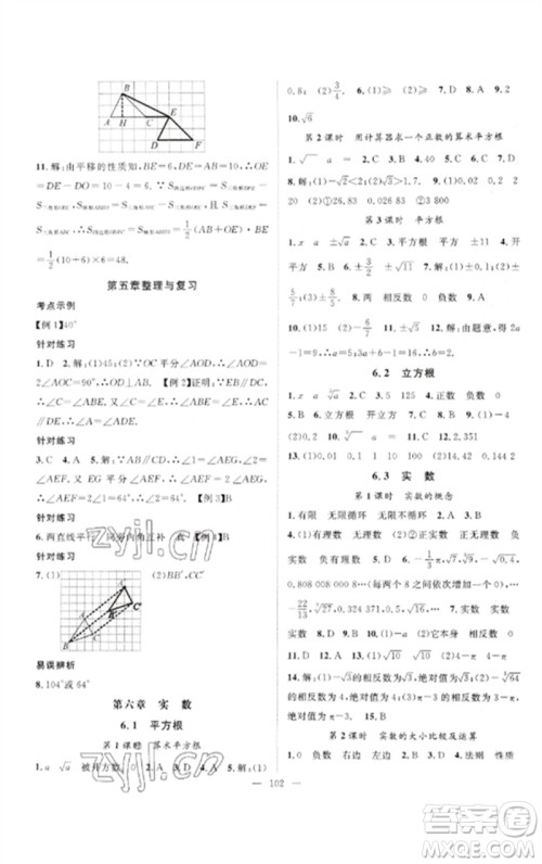 长江少年儿童出版社2023优质课堂导学案B自主作业七年级数学下册人教版参考答案 长江少年儿童出版社2023优质课堂导学案B自主作业七年级数学下册人教版参考答案