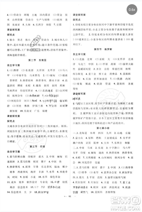长江少年儿童出版社2023优质课堂导学案B自主作业七年级地理下册人教版参考答案 长江少年儿童出版社2023优质课堂导学案B自主作业七年级地理下册人教版参考答案