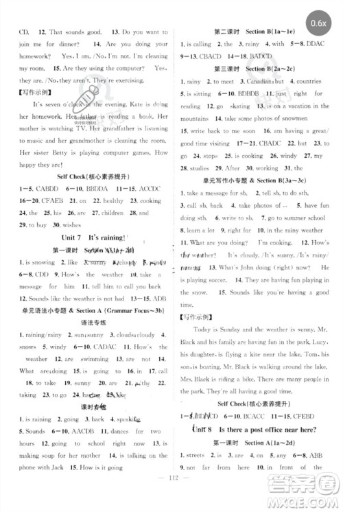 长江少年儿童出版社2023优质课堂导学案B自主作业七年级英语下册人教版参考答案