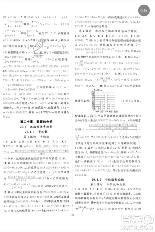 长江少年儿童出版社2023优质课堂导学案B自主作业八年级数学下册人教版参考答案