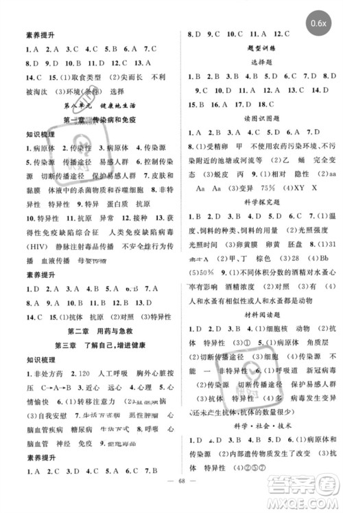 长江少年儿童出版社2023优质课堂导学案B自主作业八年级生物下册人教版参考答案 长江少年儿童出版社2023优质课堂导学案B自主作业八年级生物下册人教版参考答案