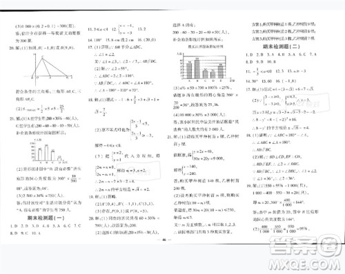 济南出版社2023黄冈360度定制密卷七年级数学下册人教版参考答案