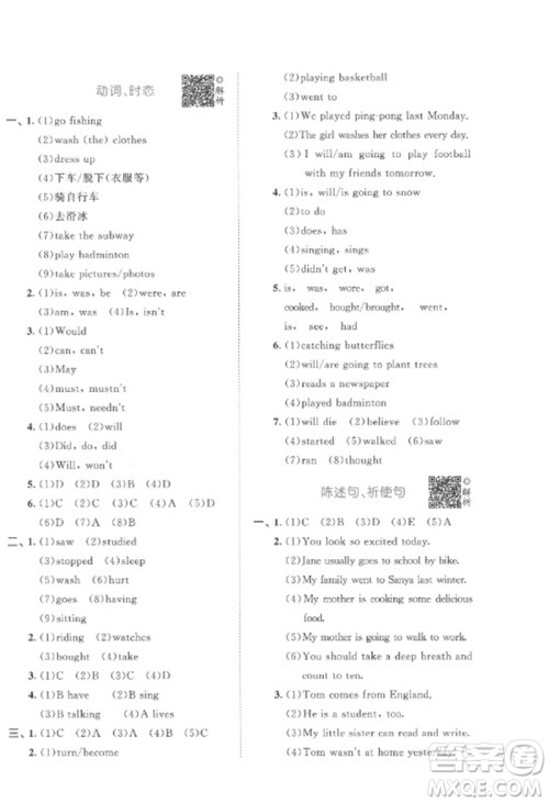 首都师范大学出版社2023年53小升初总复习考前讲练测六年级英语全册人教版参考答案