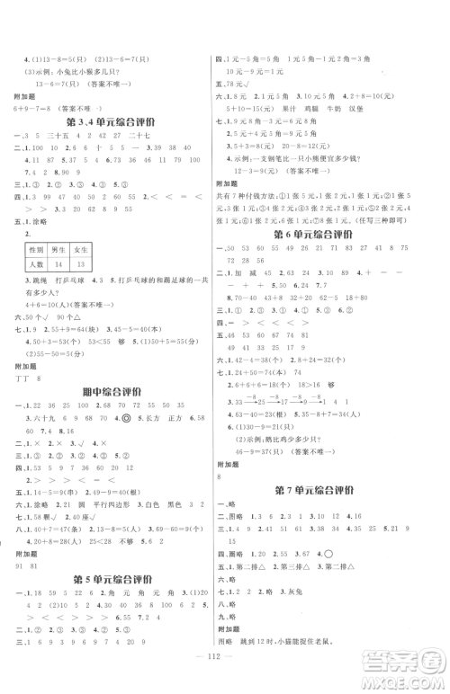 广东经济出版社2023名师测控一年级下册数学人教版浙江专版参考答案 广东经济出版社2023名师测控一年级下册数学人教版浙江专版参考答案