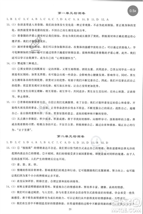 人民教育出版社2023同步轻松练习七年级道德与法治下册人教版参考答案 人民教育出版社2023同步轻松练习七年级道德与法治下册人教版参考答案
