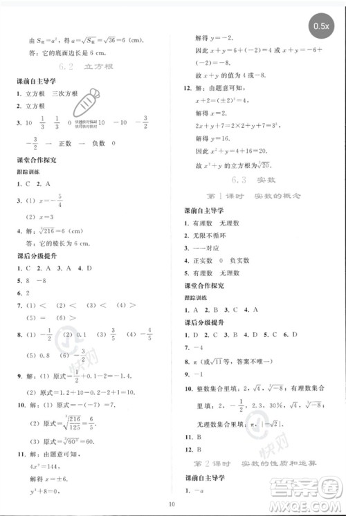 人民教育出版社2023同步轻松练习七年级数学下册人教版参考答案