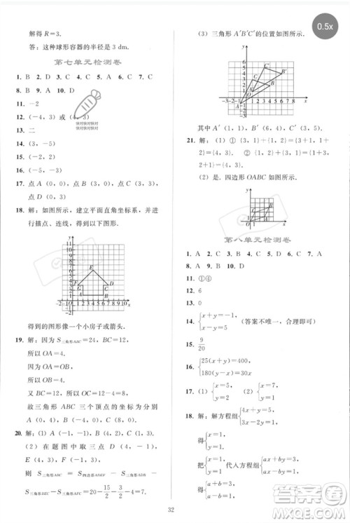 人民教育出版社2023同步轻松练习七年级数学下册人教版参考答案