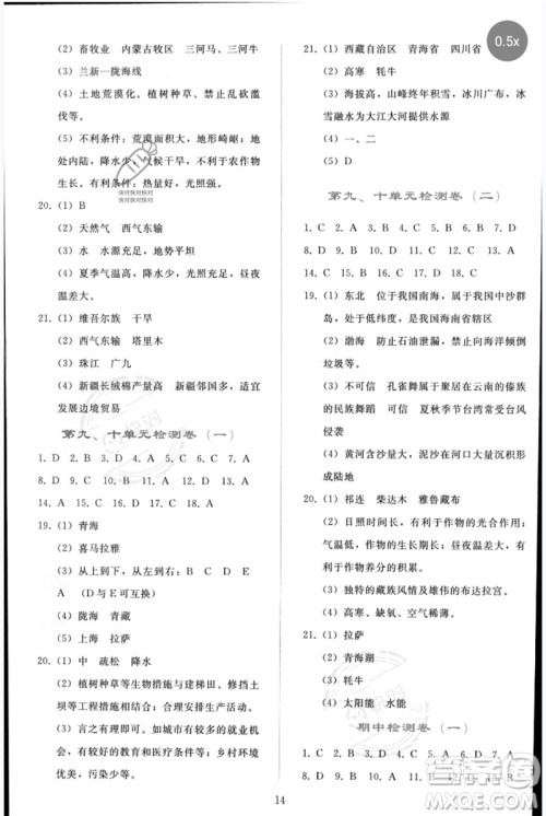 人民教育出版社2023同步轻松练习八年级地理下册人教版参考答案