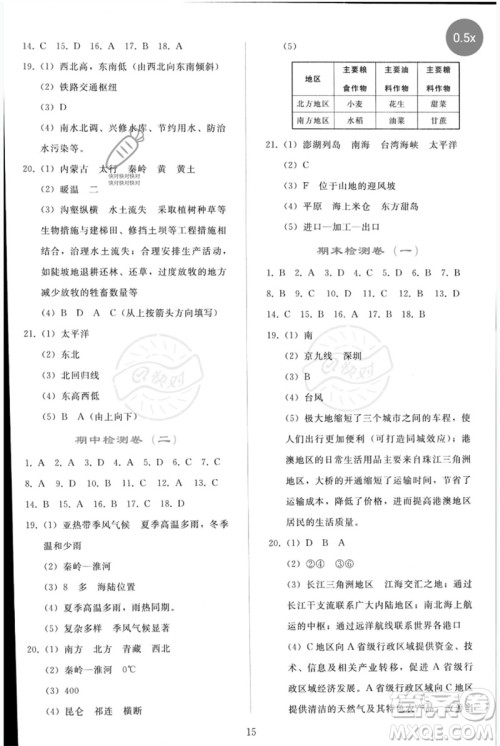 人民教育出版社2023同步轻松练习八年级地理下册人教版参考答案 人民教育出版社2023同步轻松练习八年级地理下册人教版参考答案