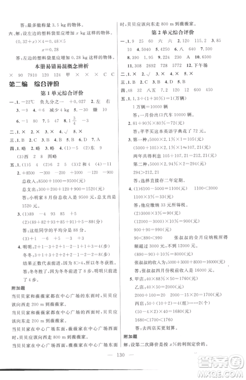 江西教育出版社2023名师测控六年级下册数学人教版参考答案 江西教育出版社2023名师测控六年级下册数学人教版参考答案