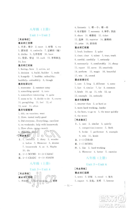 人民教育出版社2023同步轻松练习九年级英语总复习人教版参考答案 人民教育出版社2023同步轻松练习九年级英语总复习人教版参考答案