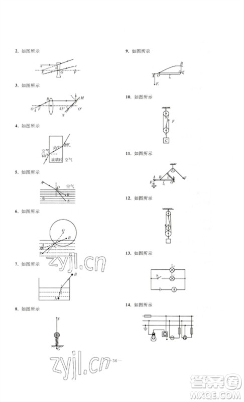 人民教育出版社2023同步轻松练习九年级物理总复习人教版参考答案