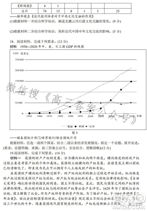 2023届湖南新高考教学教研联盟高三第二次联考历史试卷答案