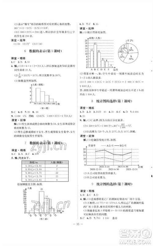 北京师范大学出版社2023初中同步练习册六年级数学下册鲁教版五四制参考答案