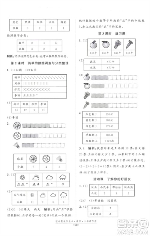 江苏凤凰美术出版社2023欧啦提优作业本二年级数学下册苏教版参考答案