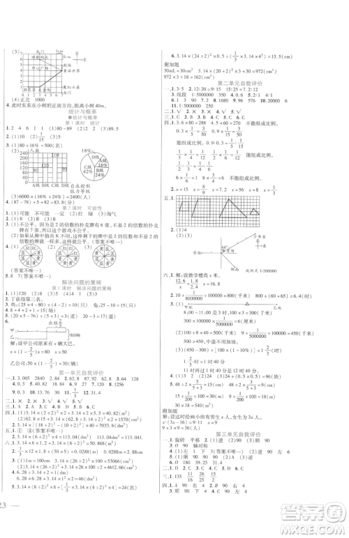 阳光出版社2023激活思维智能训练六年级下册数学北师大版参考答案