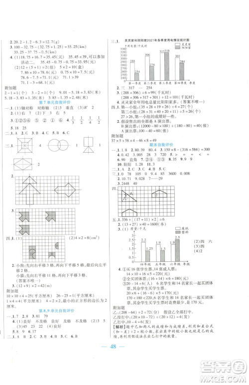 阳光出版社2023激活思维智能训练四年级下册数学人教版参考答案