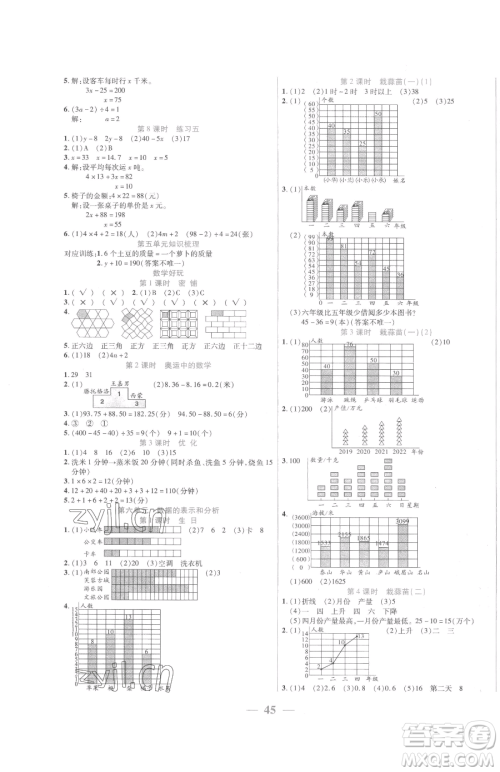 阳光出版社2023激活思维智能训练四年级下册数学北师大版参考答案