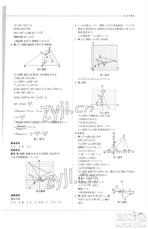 山东教育出版社2023初中同步练习册九年级数学下册人教版参考答案