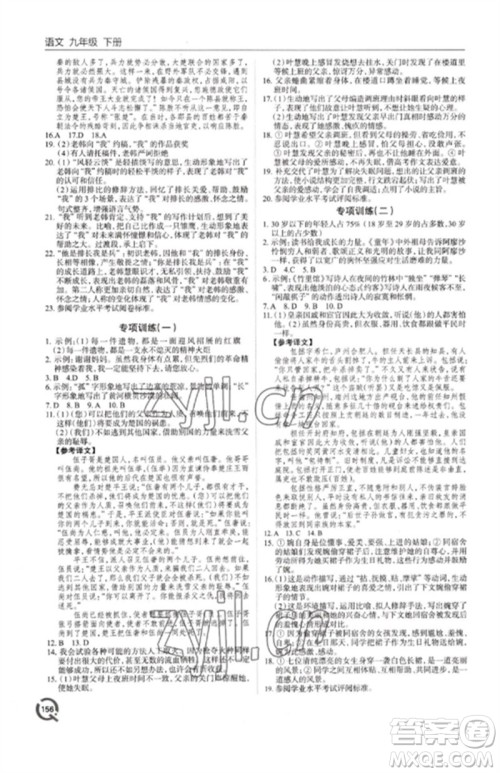 青岛出版社2023初中同步练习册九年级语文下册人教版六三制参考答案 青岛出版社2023初中同步练习册九年级语文下册人教版六三制参考答案