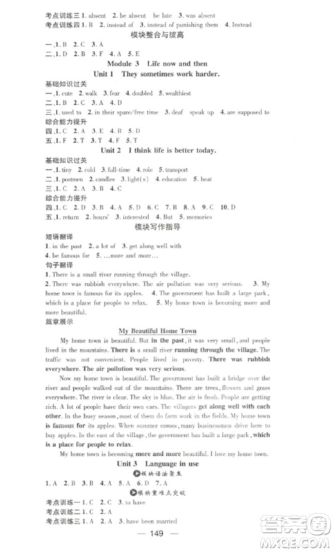 阳光教育出版社2023精英新课堂九年级英语下册外研版参考答案